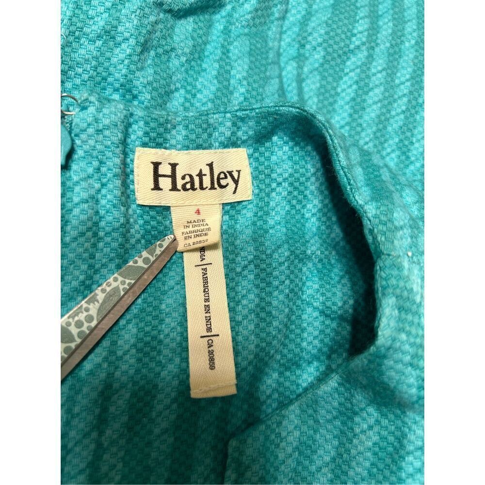 Hatley Textured Striped Teal Green Sleeveless Dress - Size 4 - Picture 5 of 7
